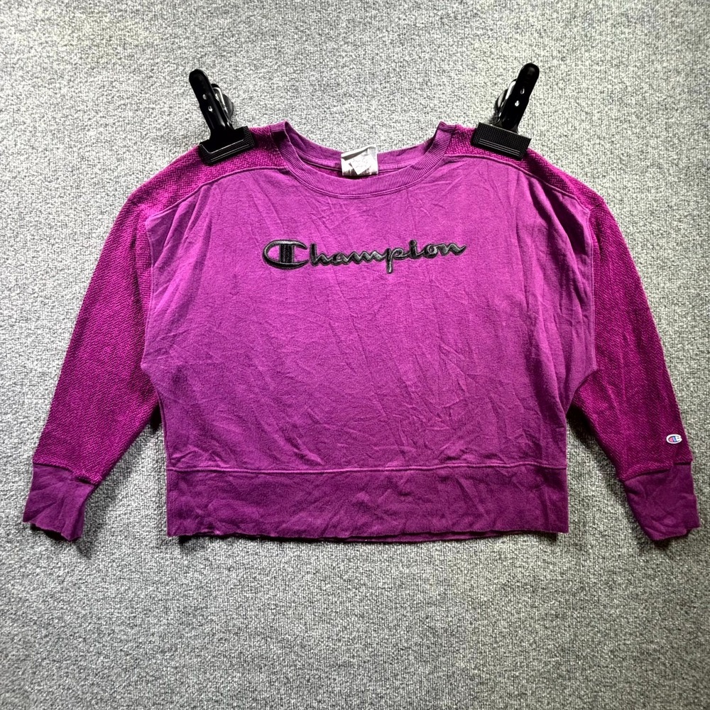 Champion Authentic Athleticwear Sweatshirt Women's 1X Purple Cotton Fitness Logo